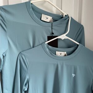 The TackHack Equestrian Apparel NWT Kate Liverpool Blue Cuffed Top Horse Riding